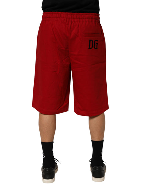 Dolce & Gabbana Red Cotton MidWaist Drawstring Bermuda Pants - ClickThatClicks 