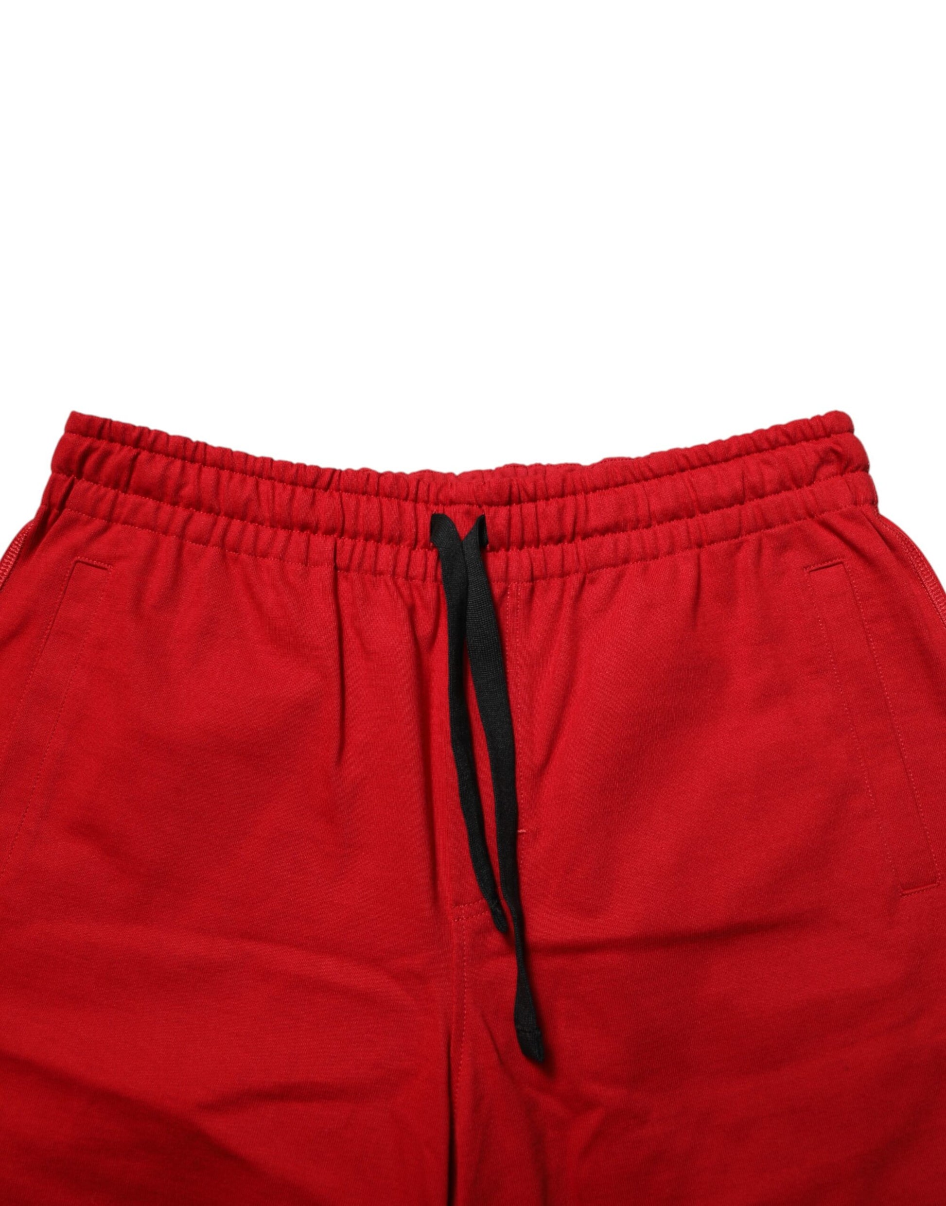 Dolce & Gabbana Red Cotton MidWaist Drawstring Bermuda Pants - ClickThatClicks 