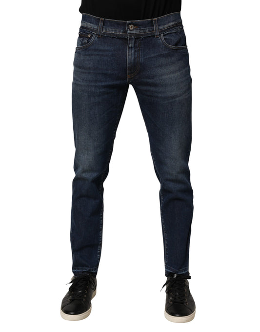 Dolce & Gabbana Blue Cotton Stretch Skinny Men Denim Jeans - ClickThatClicks 