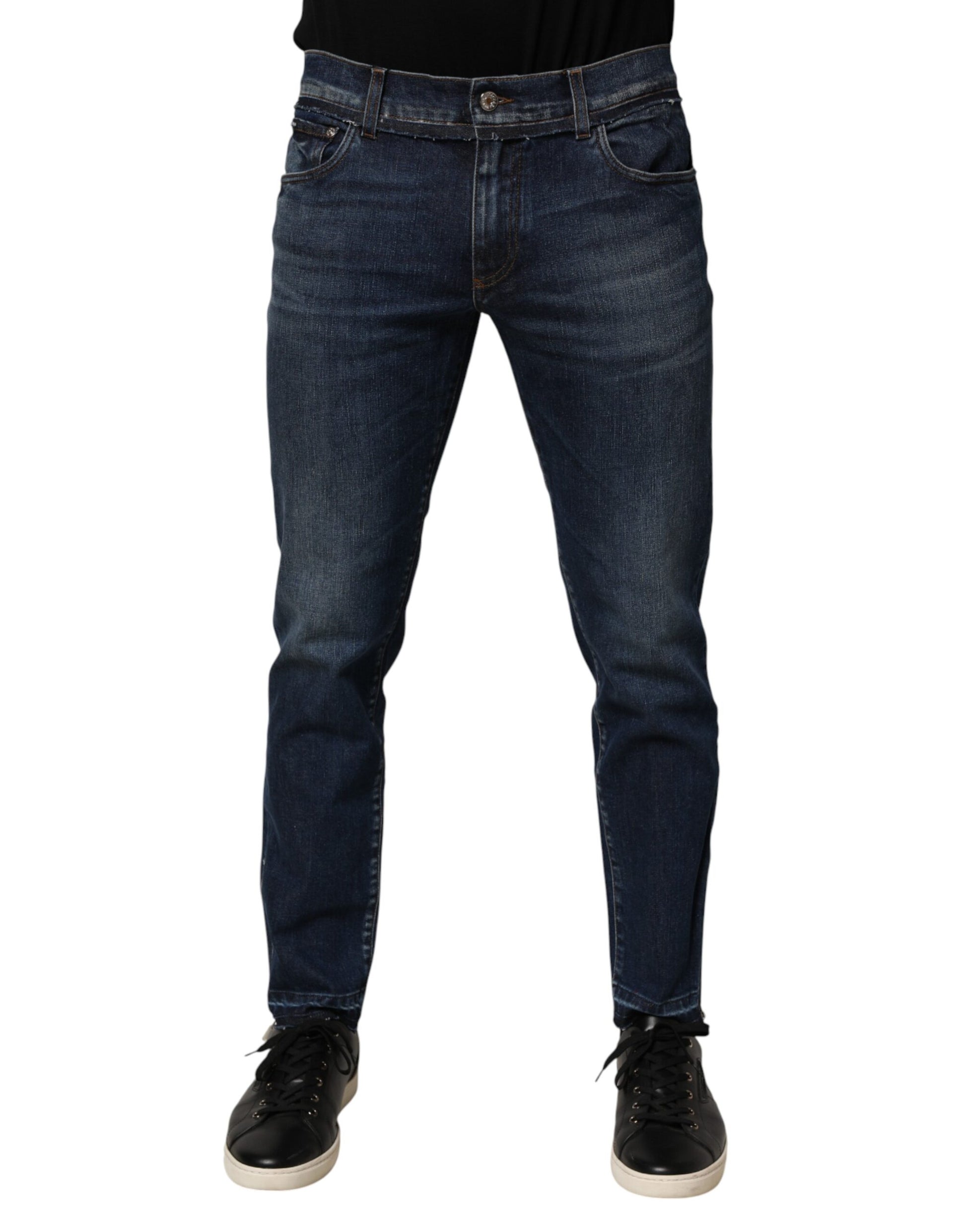 Dolce & Gabbana Blue Cotton Stretch Skinny Men Denim Jeans - ClickThatClicks 