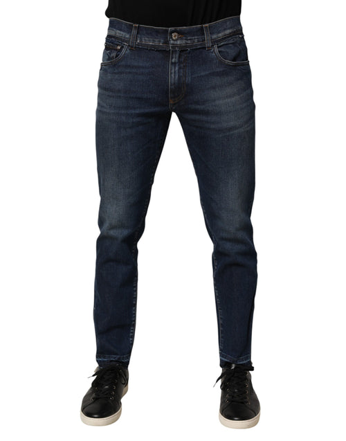 Dolce & Gabbana Blue Cotton Stretch Skinny Men Denim Jeans - ClickThatClicks 