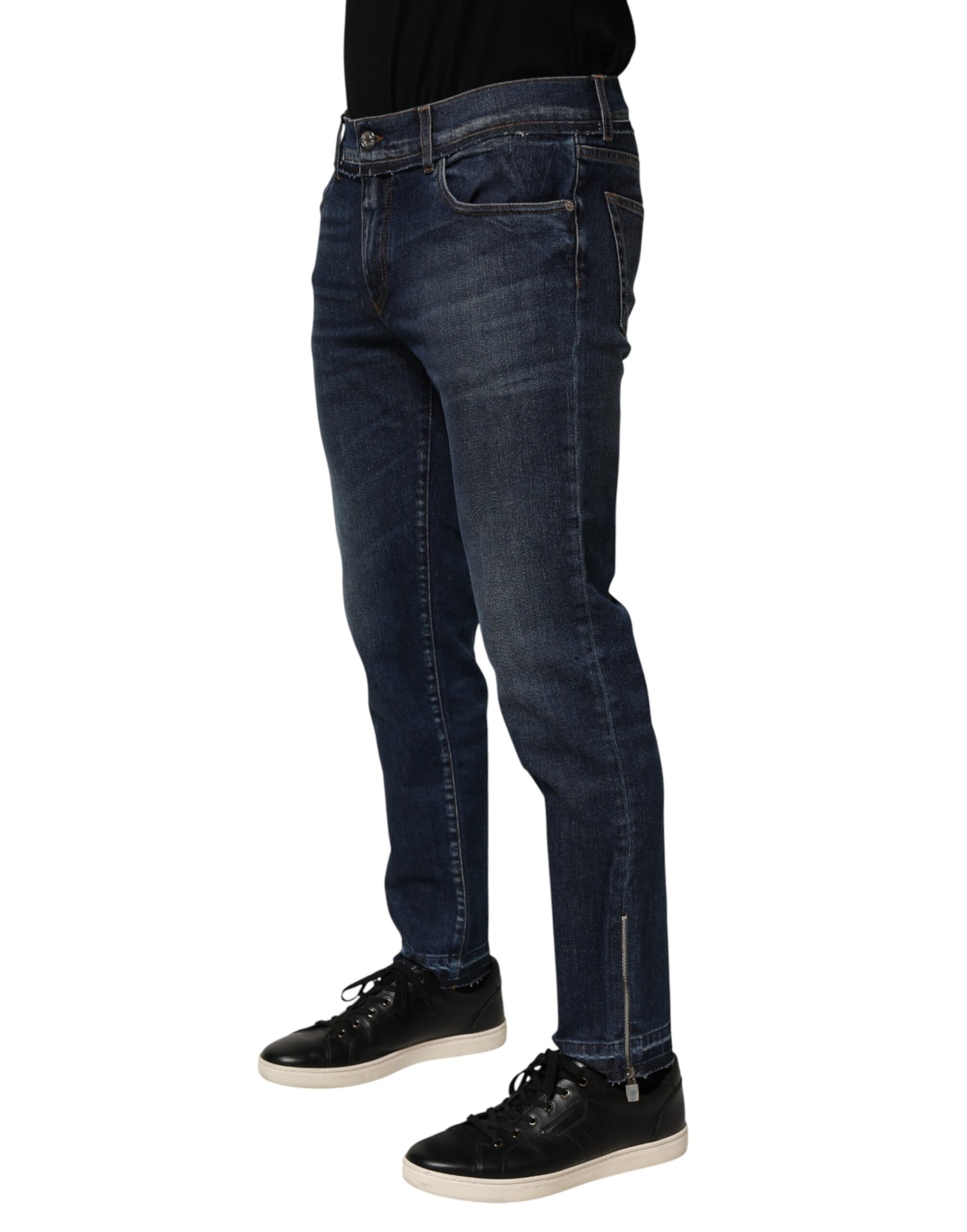 Dolce & Gabbana Blue Cotton Stretch Skinny Men Denim Jeans - ClickThatClicks 