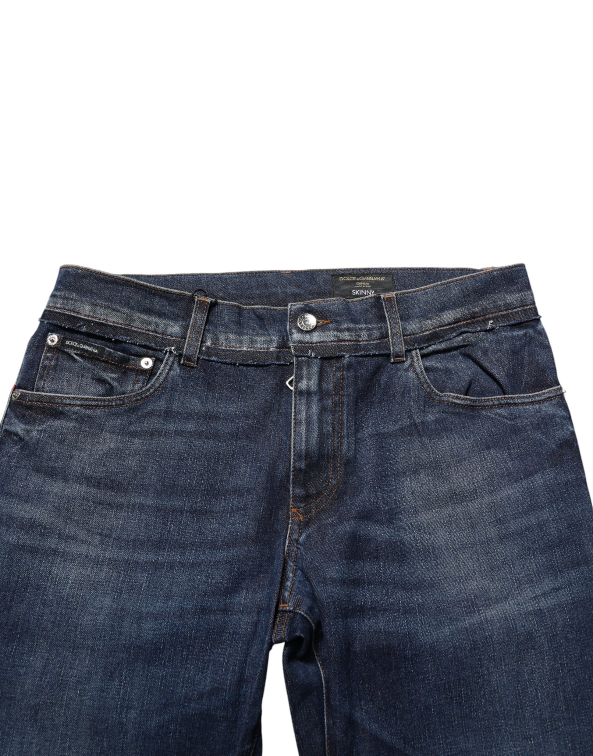 Dolce & Gabbana Blue Cotton Stretch Skinny Men Denim Jeans - ClickThatClicks 
