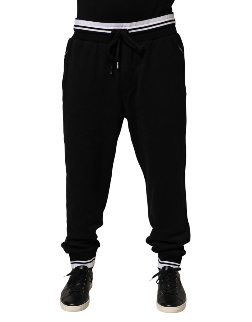 Dolce & Gabbana Black Cotton Sacred-Heart Men Jogger Pants