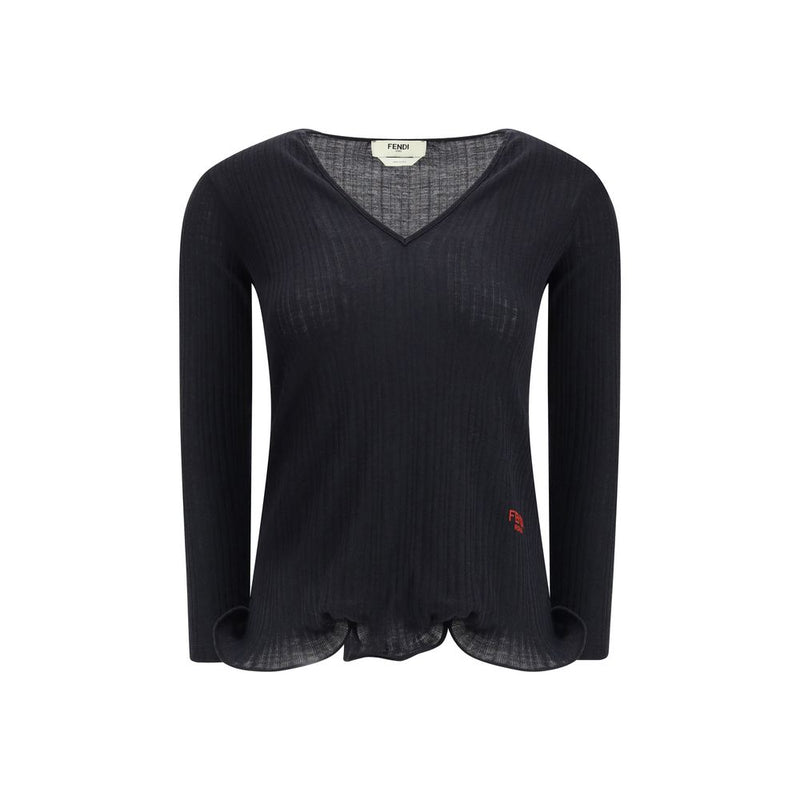 Fendi Black Fleece Wool Top