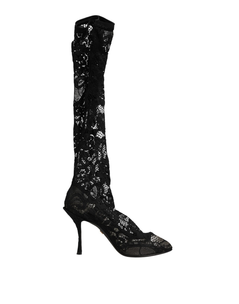Dolce & Gabbana Black Pumps Taormina Lace Socks Boots Shoes