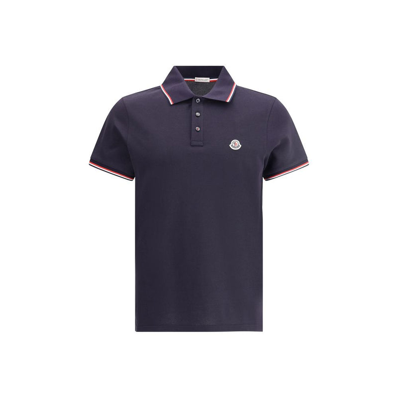 Moncler Blue Cotton Polo Shirt