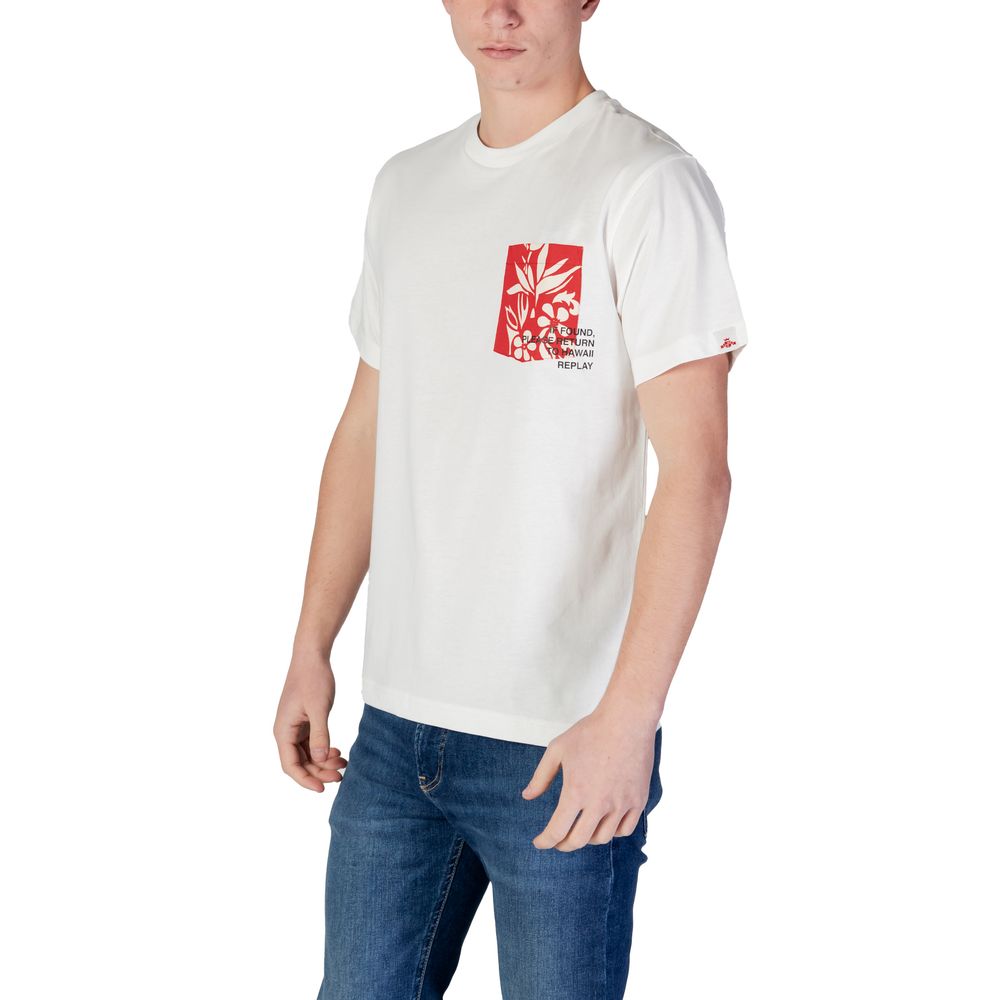 Replay White Cotton T-Shirt - ClickThatClicks 