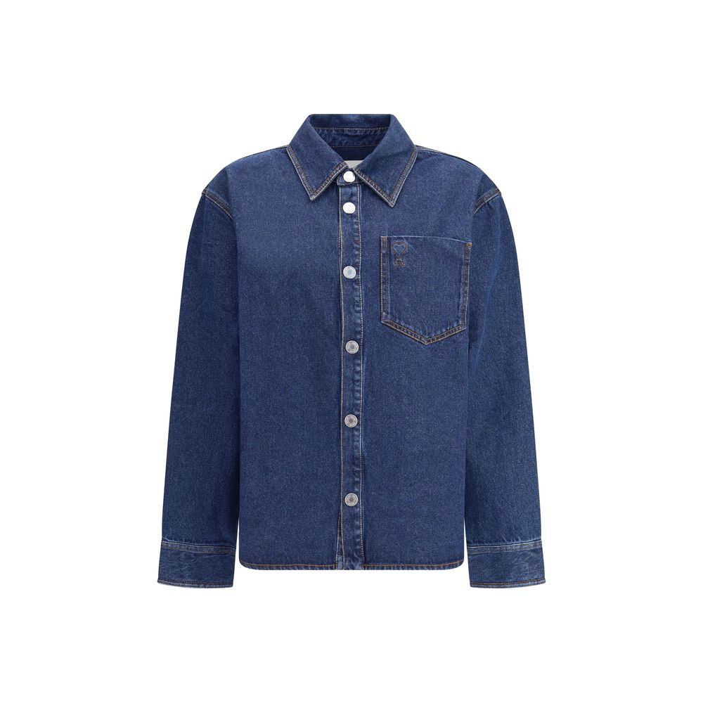 Ami Paris Blue Cotton Denim Jacket