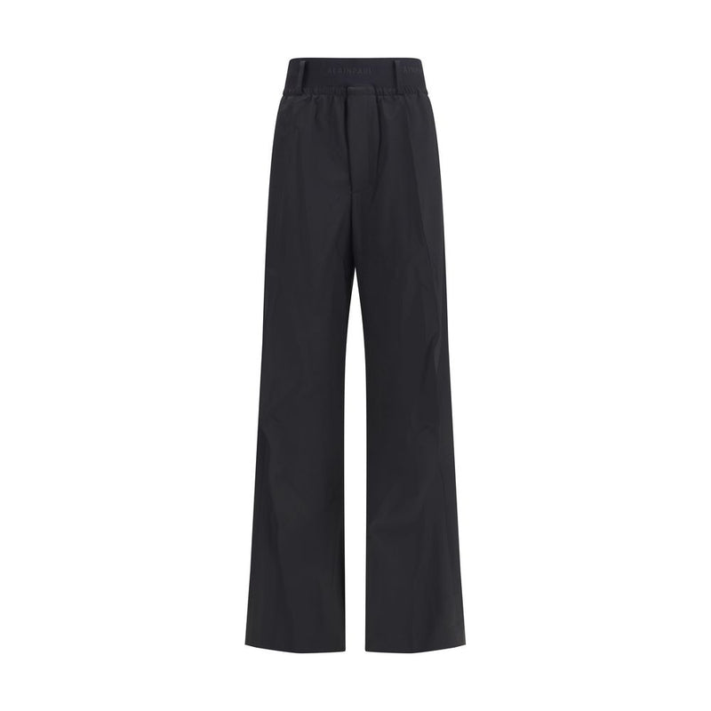 ALAINPAUL Black Fleece Wool Casual Pants