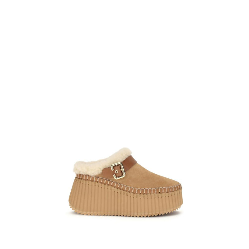 Chloé Brown Calf Leather Bos Taurus Mules