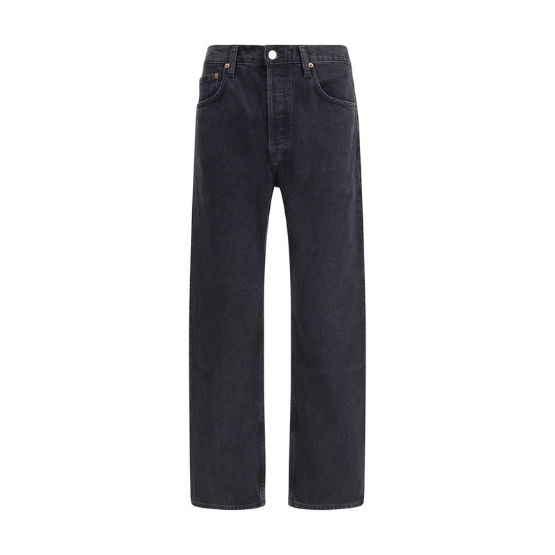 Agolde Black Cotton Straight-Leg Jeans