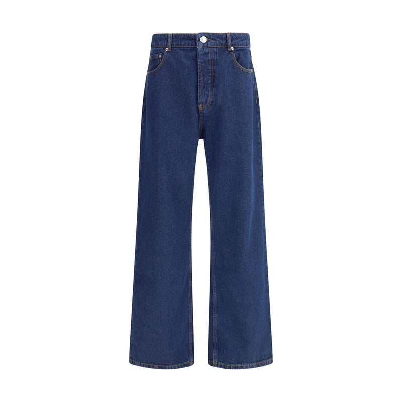Ami Paris Blue Cotton Straight-Leg Jeans
