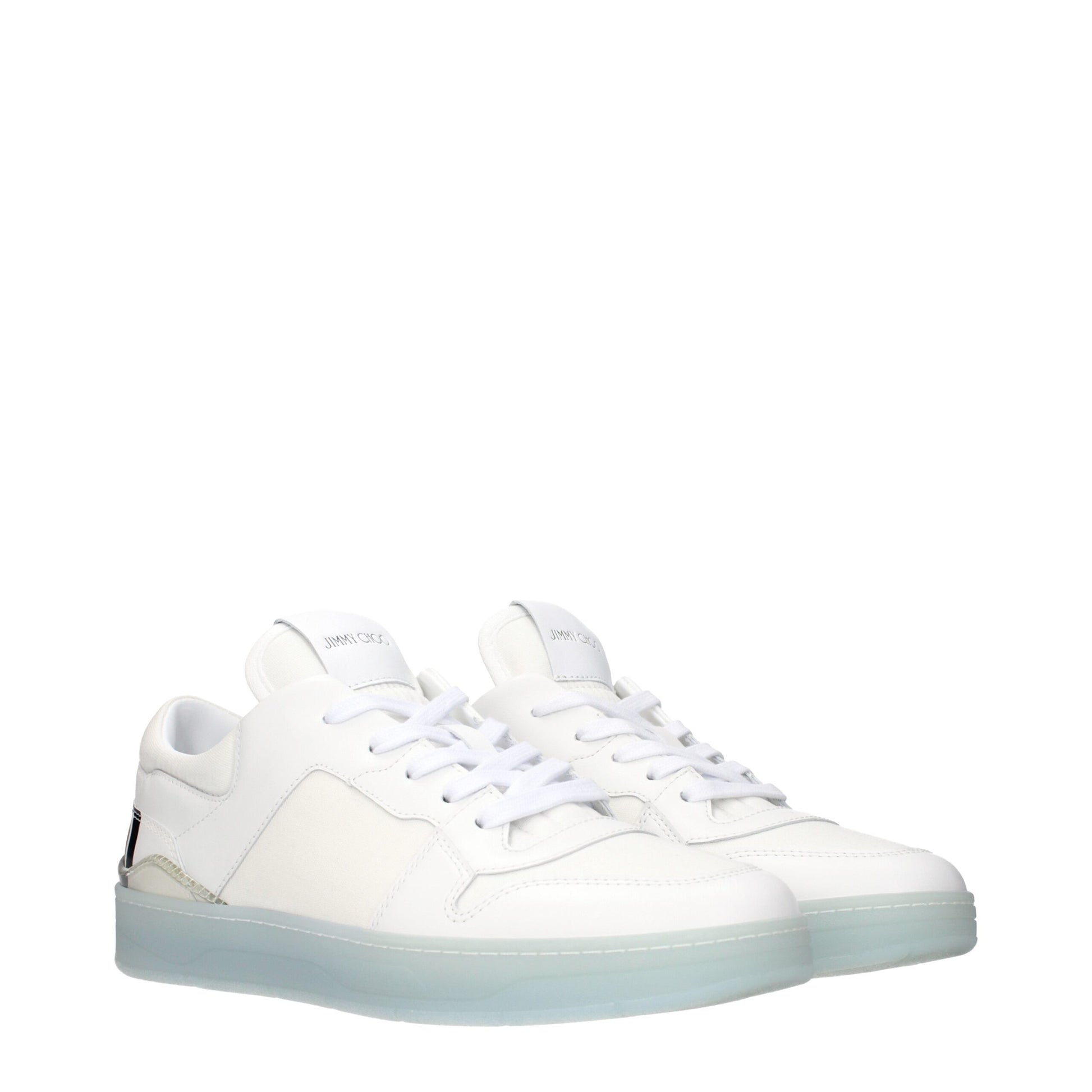 Jimmy Choo White Leather Low Top Sneakers - ClickThatClicks 