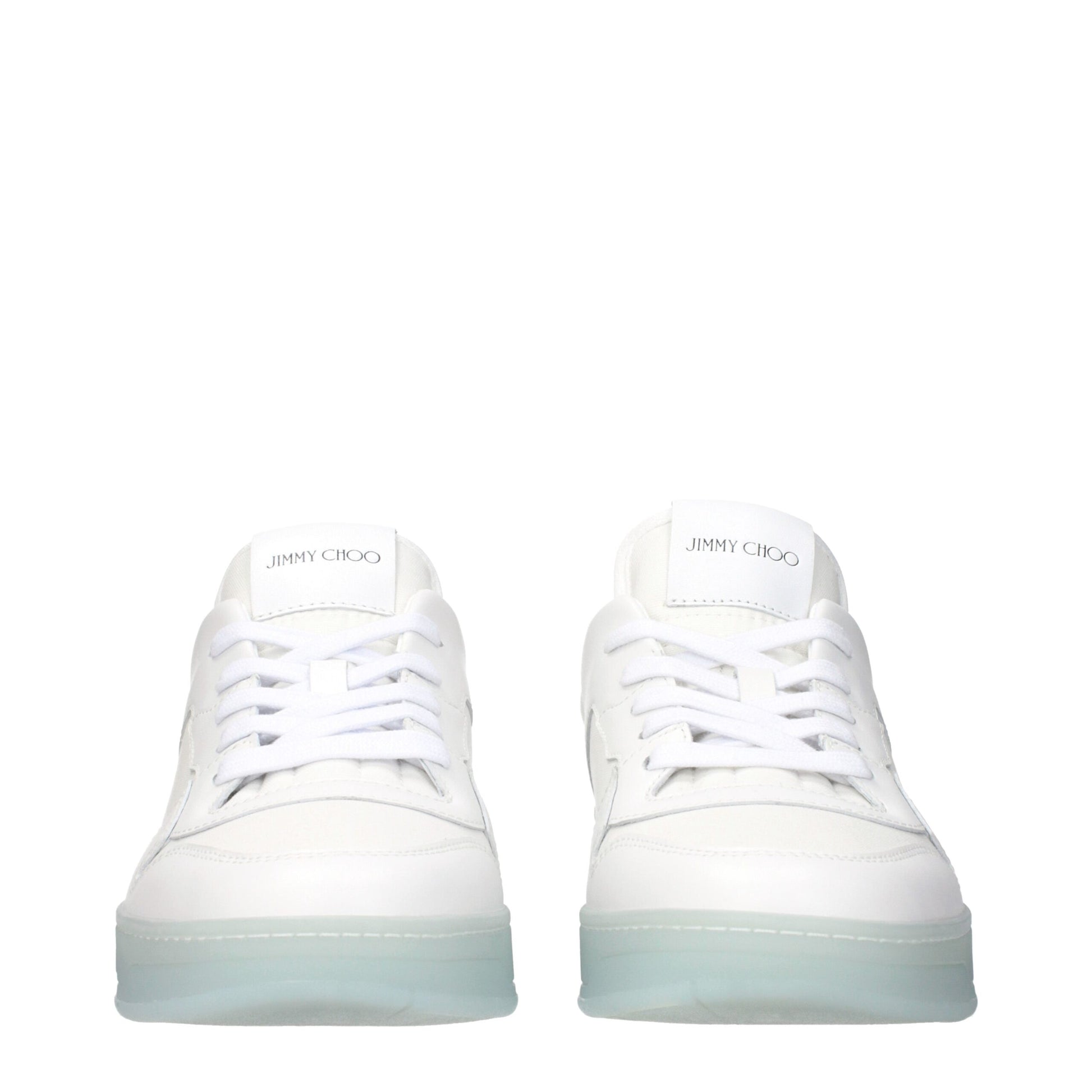 Jimmy Choo White Leather Low Top Sneakers - ClickThatClicks 