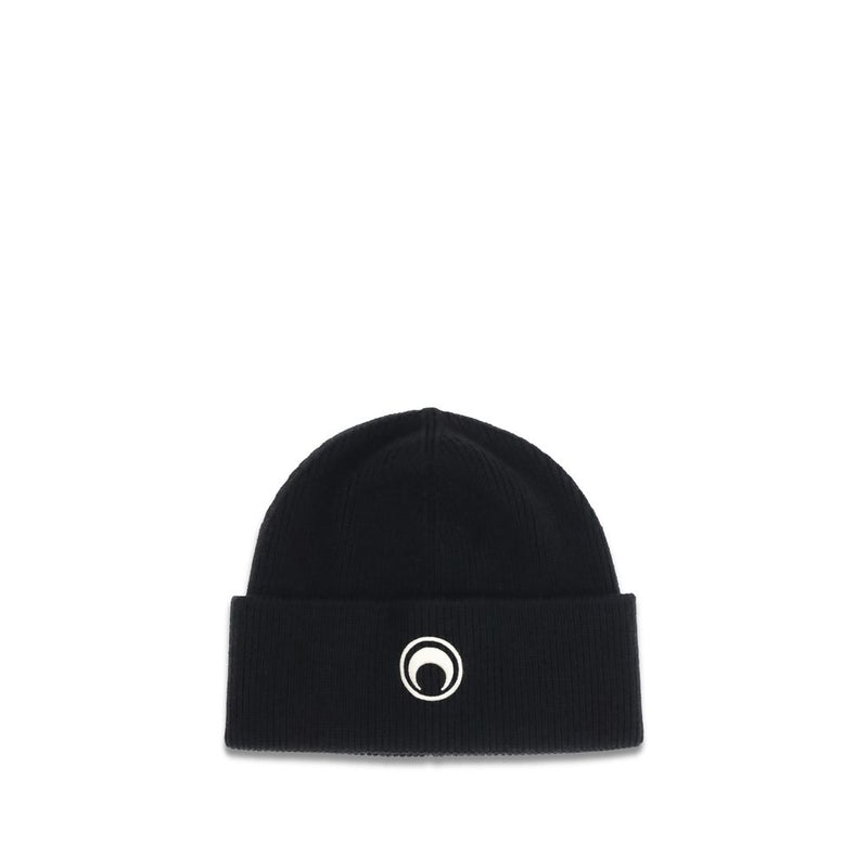 Marine Serre Black Merino Wool Beanie