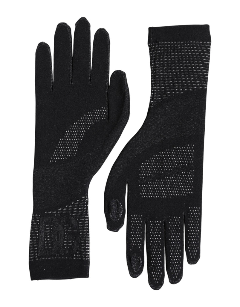 Dolce & Gabbana Black DG Logo Cotton Hands Mitten Men Gloves