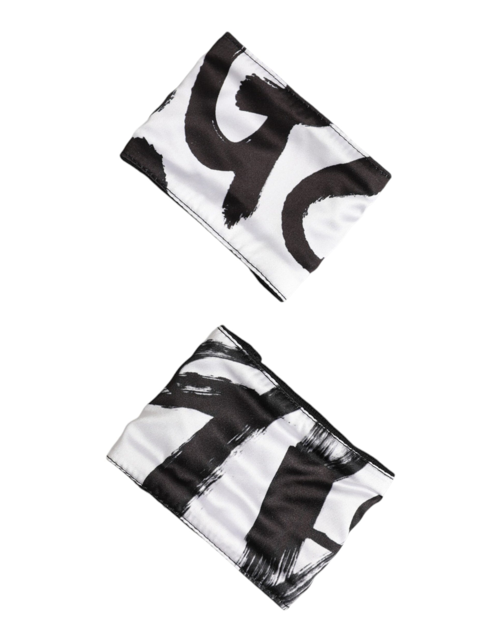 Dolce & Gabbana Black White DG Logo Silk 1 Pair Wristband - ClickThatClicks 