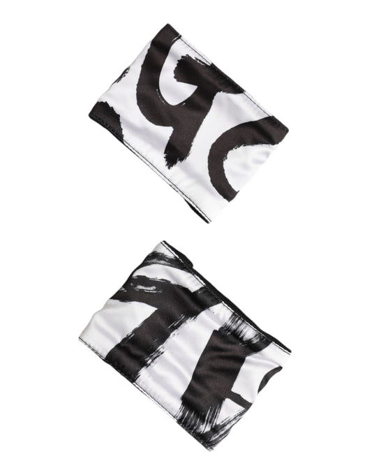 Dolce & Gabbana Black White DG Logo Silk 1 Pair Wristband - ClickThatClicks 
