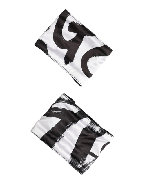 Dolce & Gabbana Black White DG Logo Silk 1 Pair Wristband - ClickThatClicks 