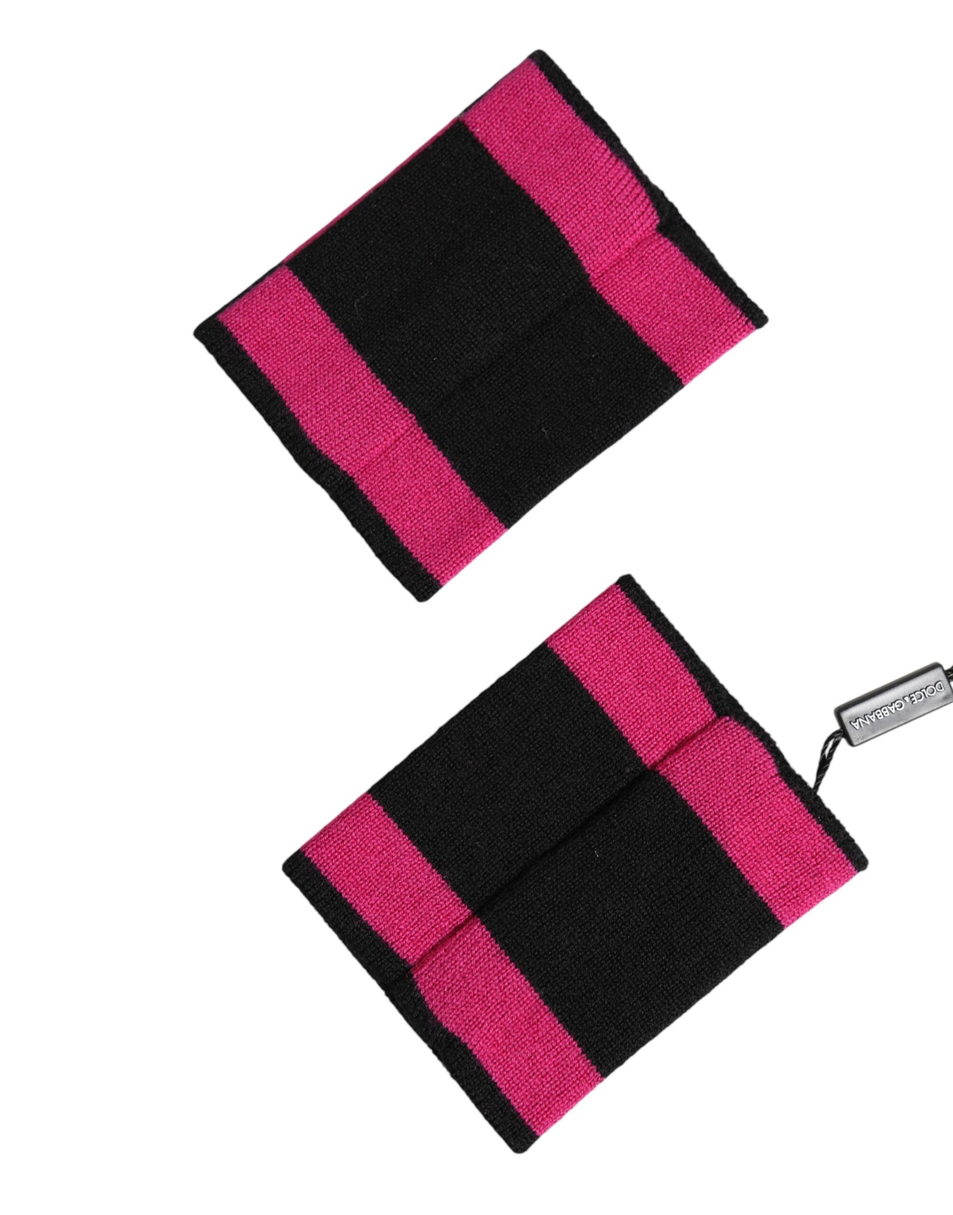 Dolce & Gabbana Black Pink DG Logo Cashmere 1 Pair Wristband - ClickThatClicks 