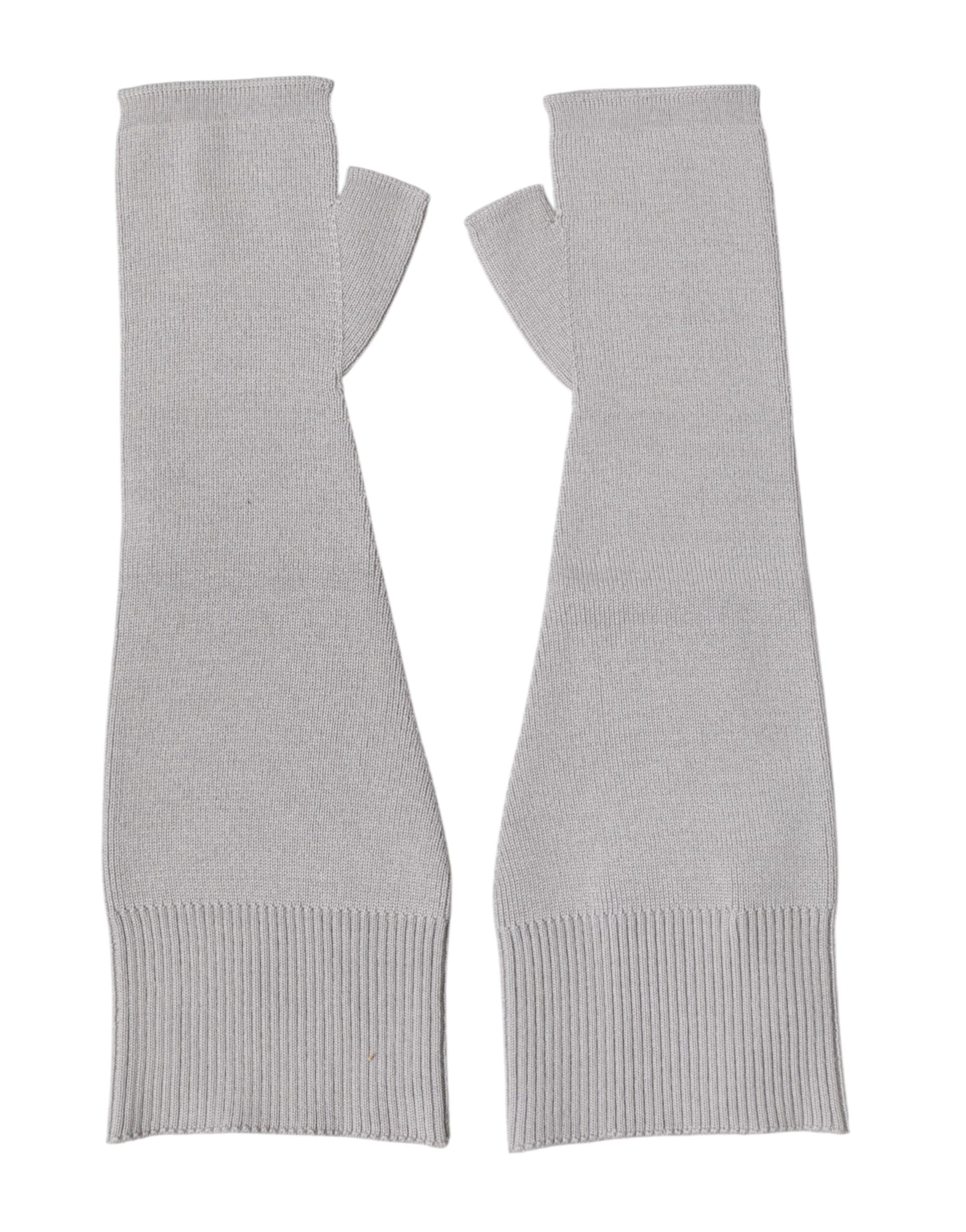 Dolce & Gabbana Gray Virgin Wool Knitted Fingerless Men Gloves - ClickThatClicks 