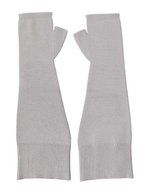 Dolce & Gabbana Gray Virgin Wool Knitted Fingerless Men Gloves - ClickThatClicks 