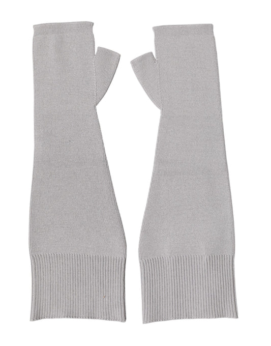 Dolce & Gabbana Gray Virgin Wool Knitted Fingerless Men Gloves - ClickThatClicks 