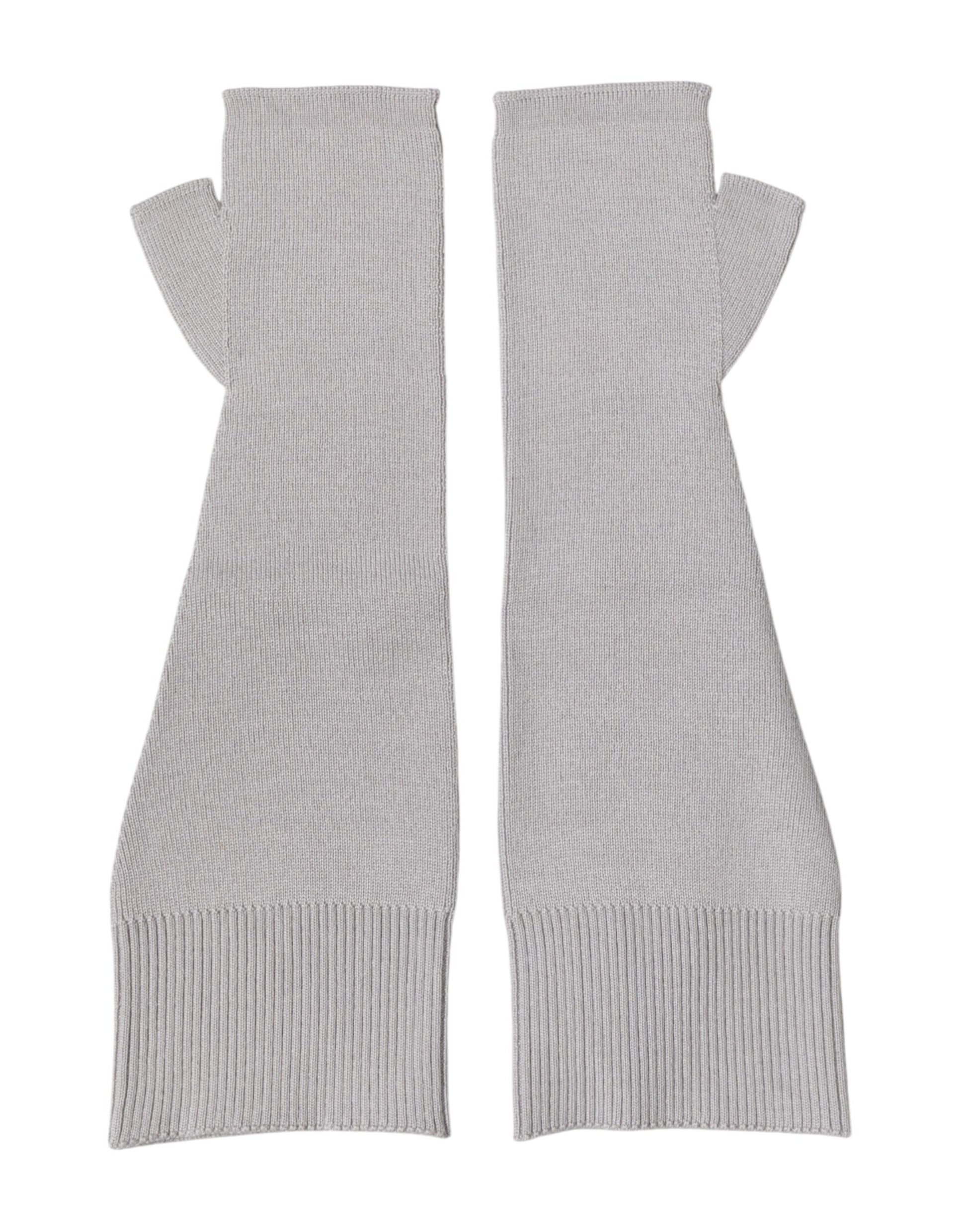 Dolce & Gabbana Gray Virgin Wool Knitted Fingerless Men Gloves - ClickThatClicks 