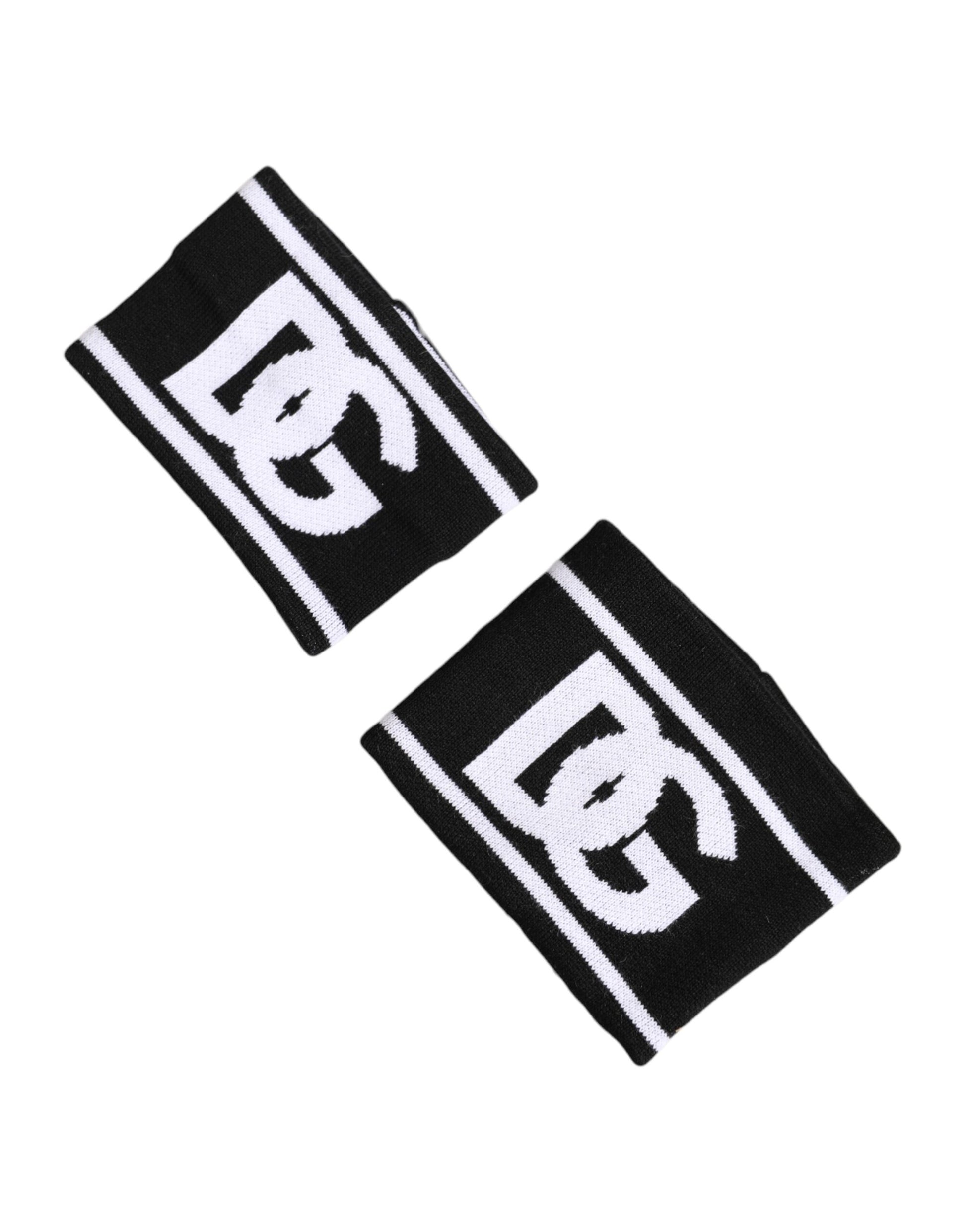 Dolce & Gabbana Black White DG Logo Cotton 1 Pair One Wristband - ClickThatClicks 