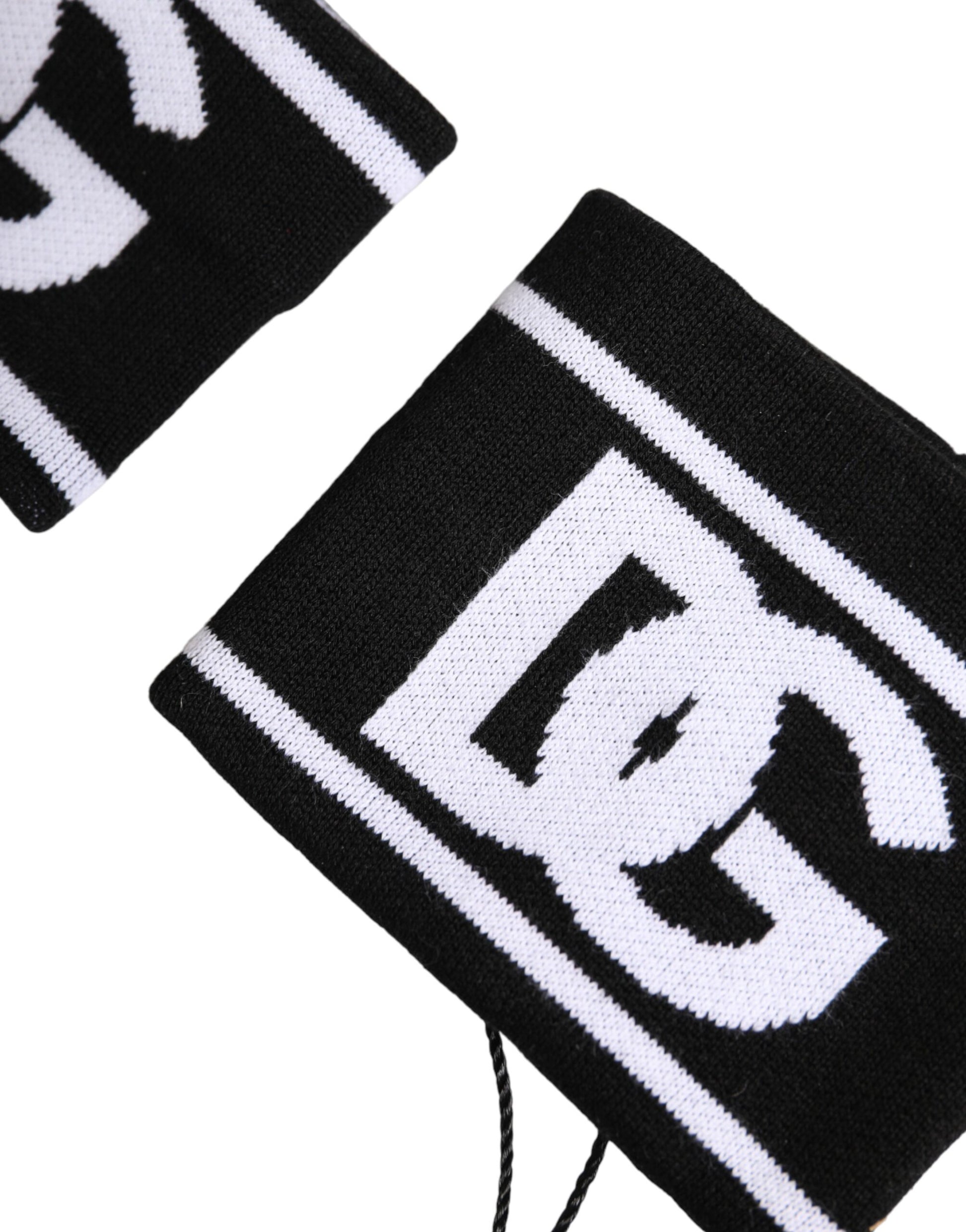 Dolce & Gabbana Black White DG Logo Cotton 1 Pair One Wristband - ClickThatClicks 