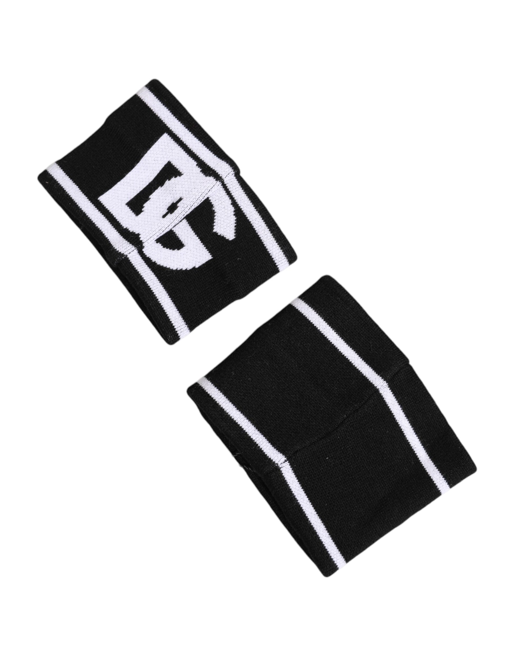 Dolce & Gabbana Black White DG Logo Cotton 1 Pair One Wristband - ClickThatClicks 