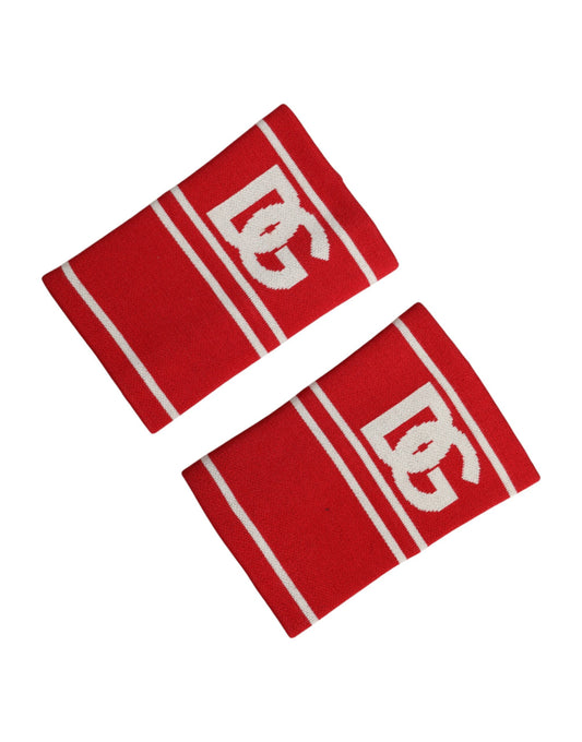 Dolce & Gabbana Red White DG Logo Cotton 1 Pair One SIze Wristband - ClickThatClicks 