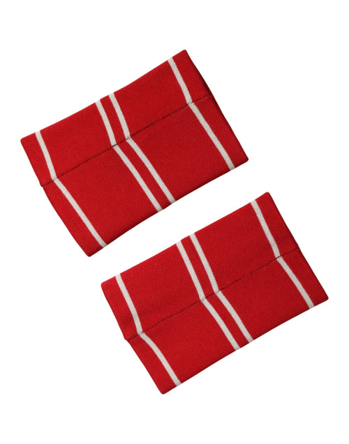 Dolce & Gabbana Red White DG Logo Cotton 1 Pair One SIze Wristband - ClickThatClicks 