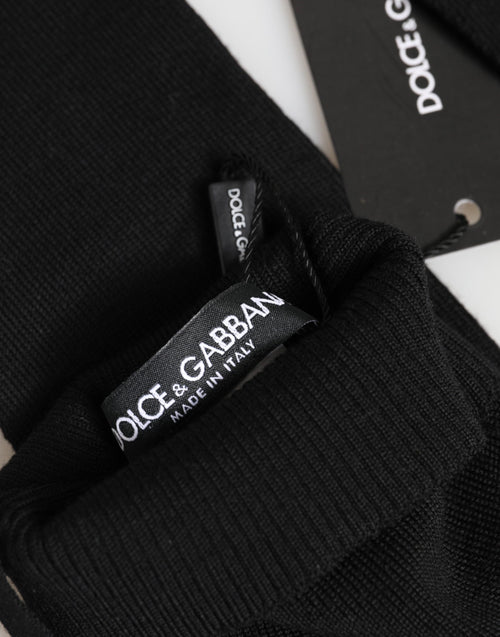 Dolce & Gabbana Black Virgin Wool Knitted Fingerless Men Gloves - ClickThatClicks 