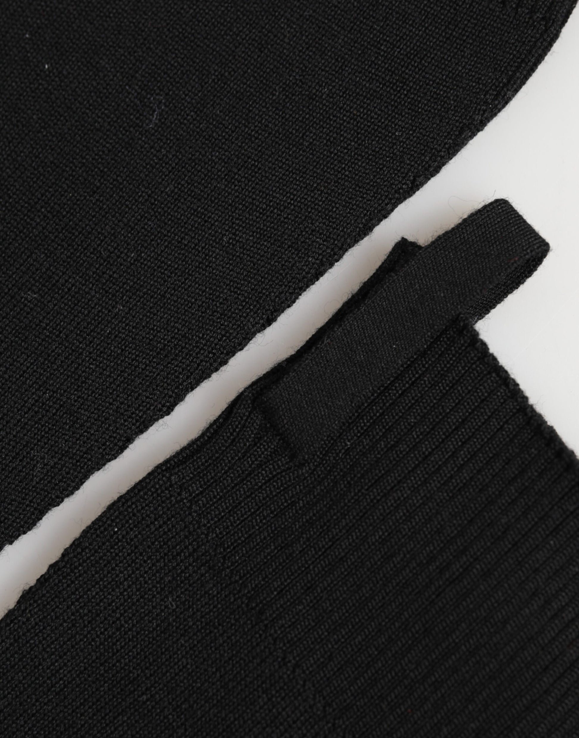 Dolce & Gabbana Black Virgin Wool Knitted Fingerless Men Gloves - ClickThatClicks 