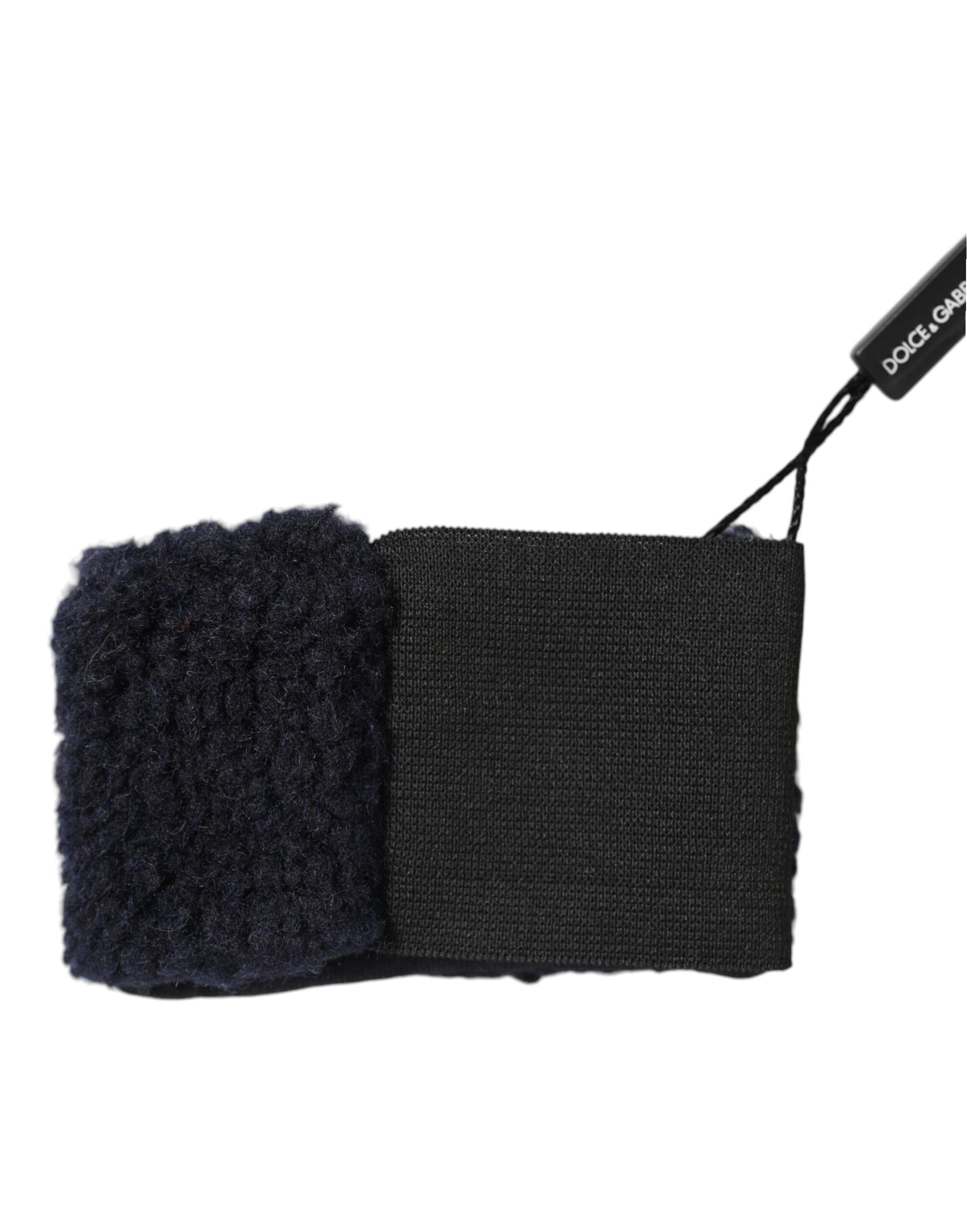 Dolce & Gabbana Black Wool Knitted Sweatbands Men Wristband - ClickThatClicks 