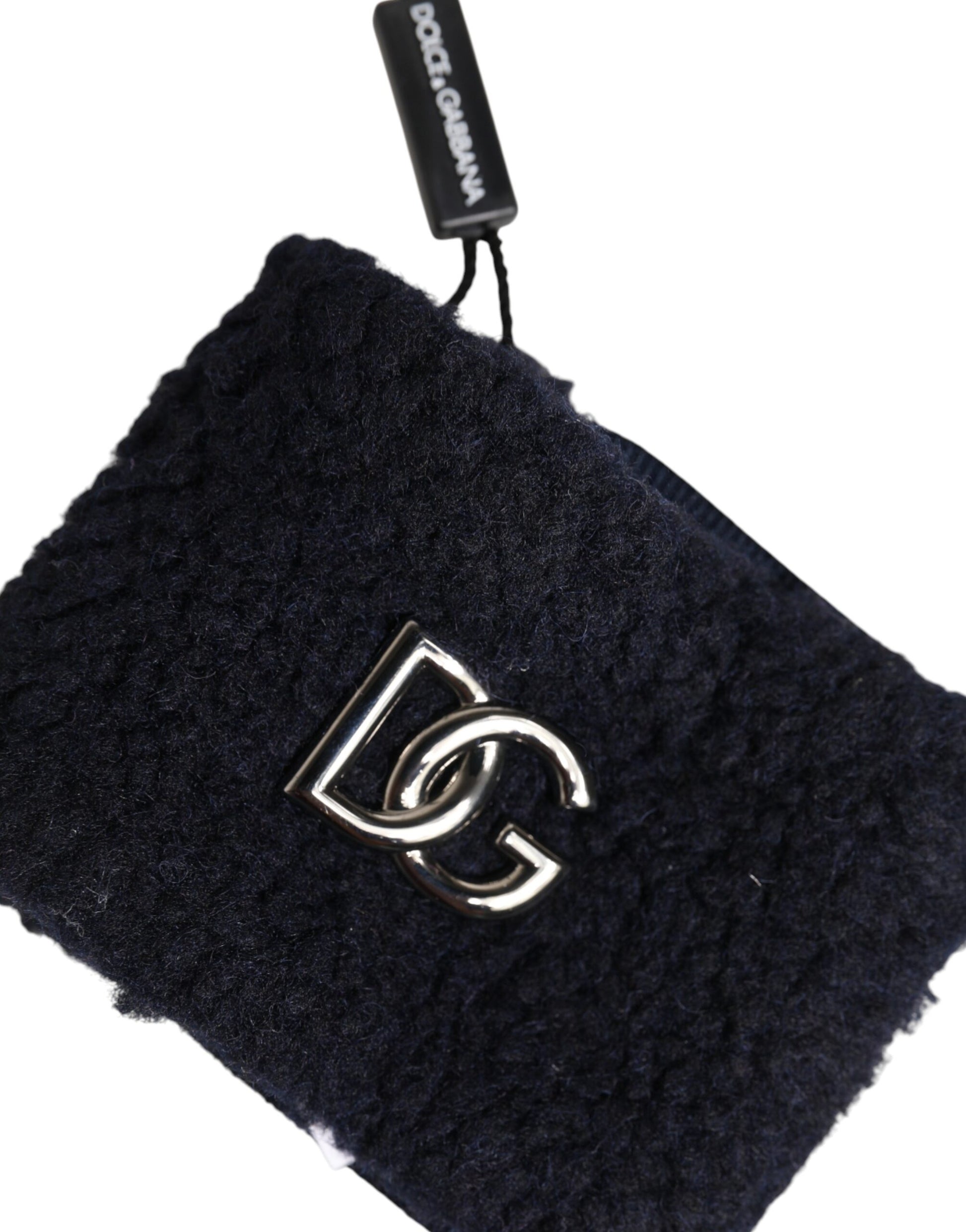 Dolce & Gabbana Black Polyester Logo Plaque Men One Size Wristband - ClickThatClicks 