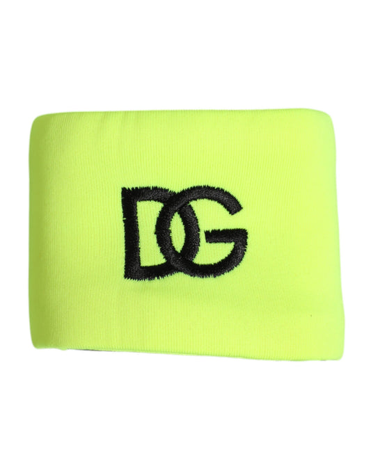 Dolce & Gabbana Yellow Green Silk DG Logo Men Wristband - ClickThatClicks 