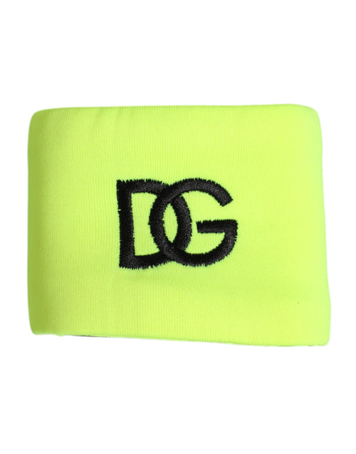 Dolce & Gabbana Yellow Green Silk DG Logo Men Wristband - ClickThatClicks 