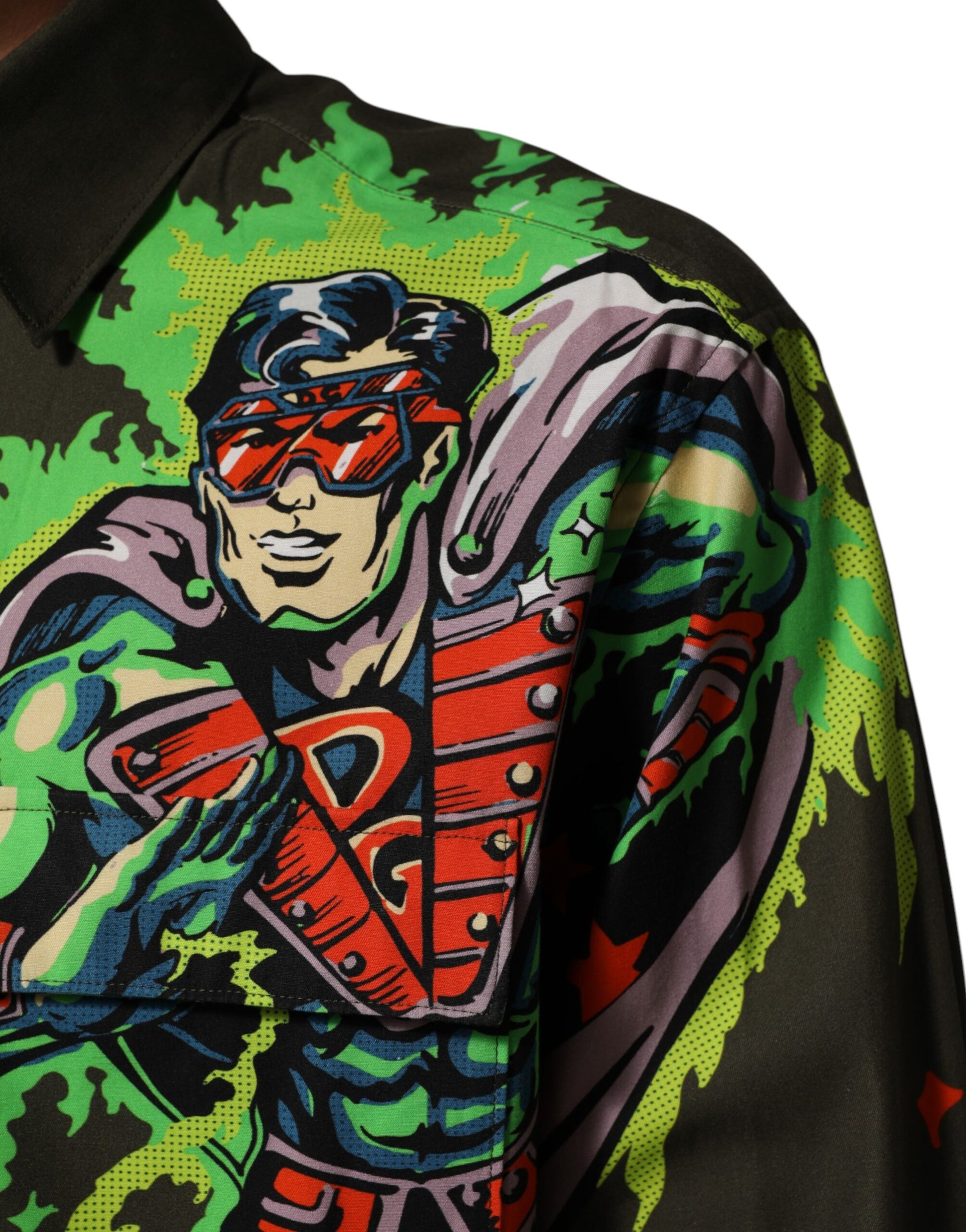 Dolce & Gabbana Brown Superhero Print Button Down Shirt - ClickThatClicks 