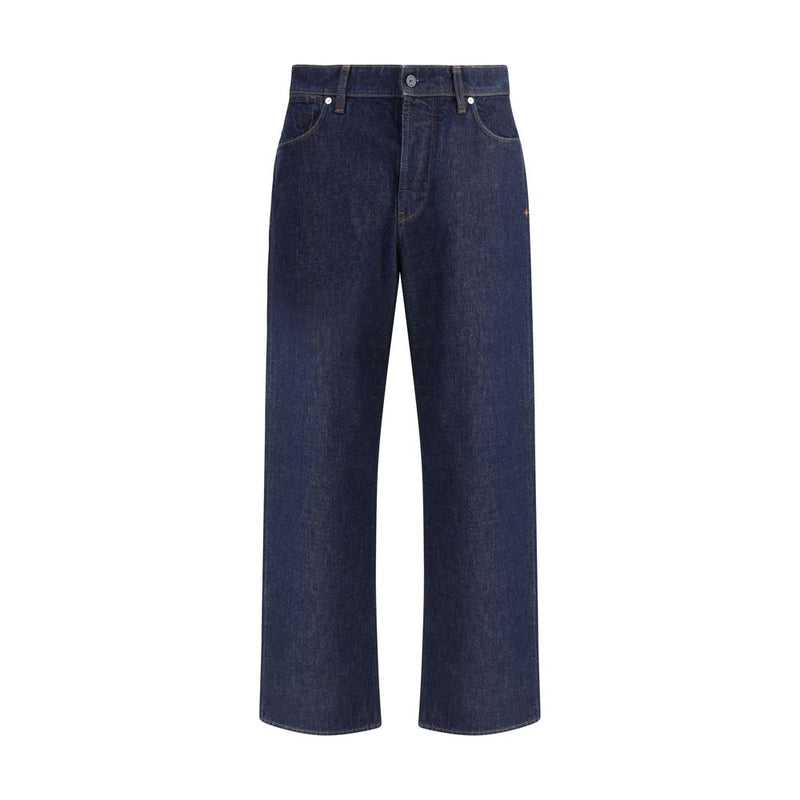 Stone Island Blue Cotton Straight-Leg Jeans