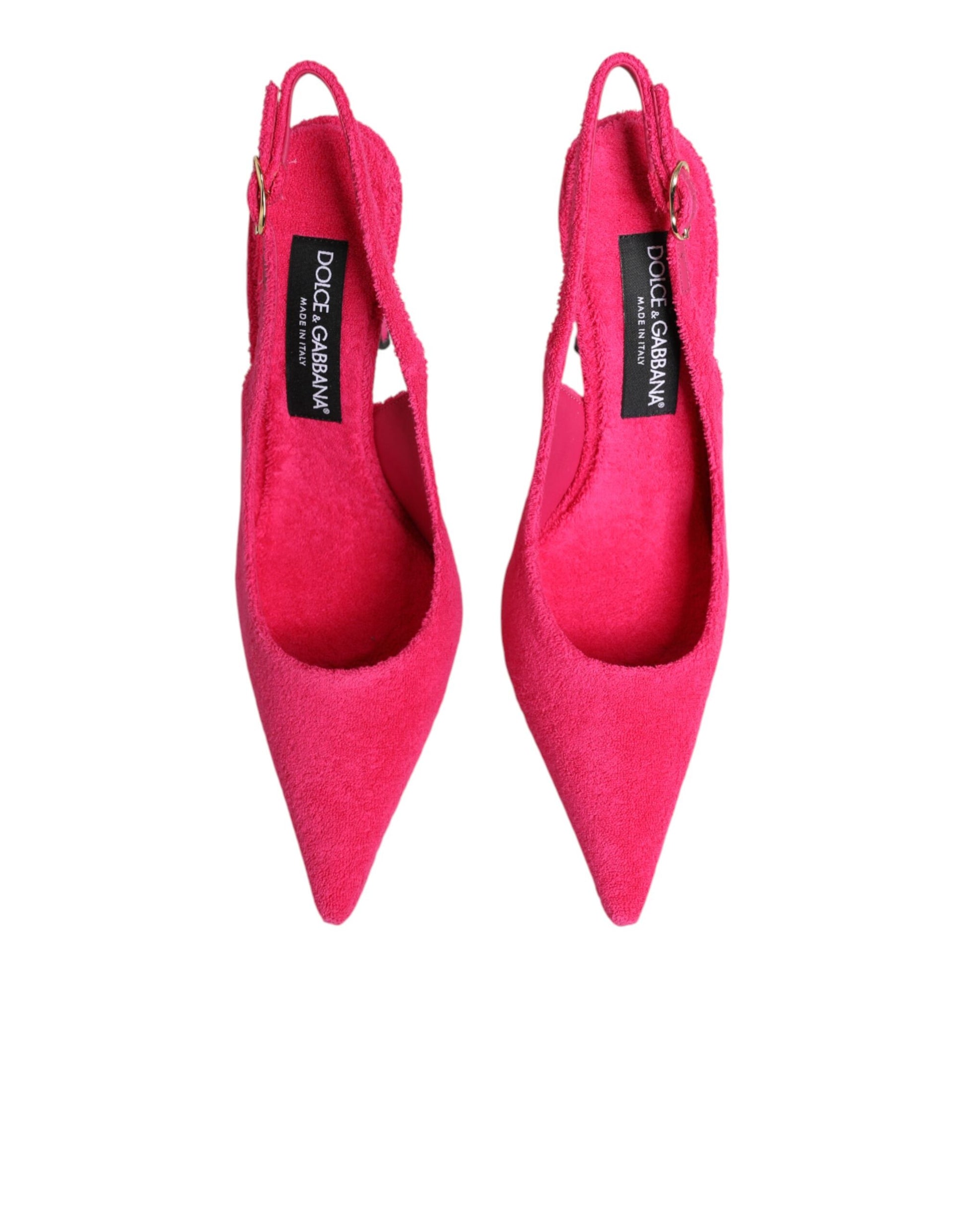Dolce & Gabbana Pink Suede High Heels Slingback Shoes - ClickThatClicks 