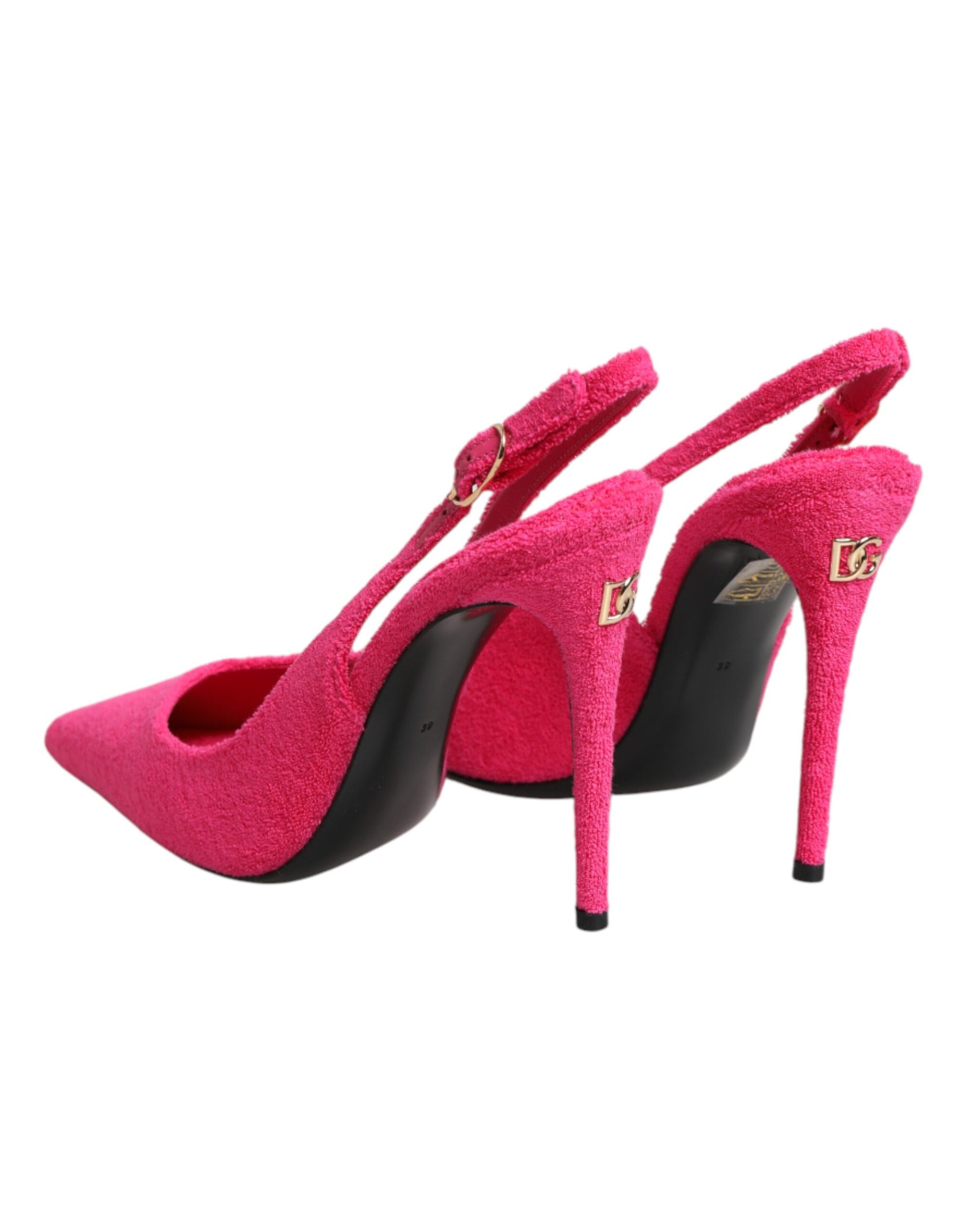 Dolce & Gabbana Pink Suede High Heels Slingback Shoes - ClickThatClicks 