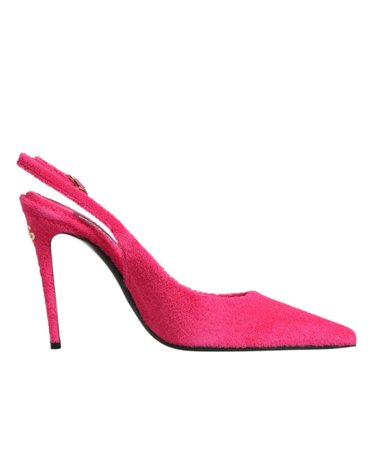 Dolce & Gabbana Pink Suede High Heels Slingback Shoes - ClickThatClicks 