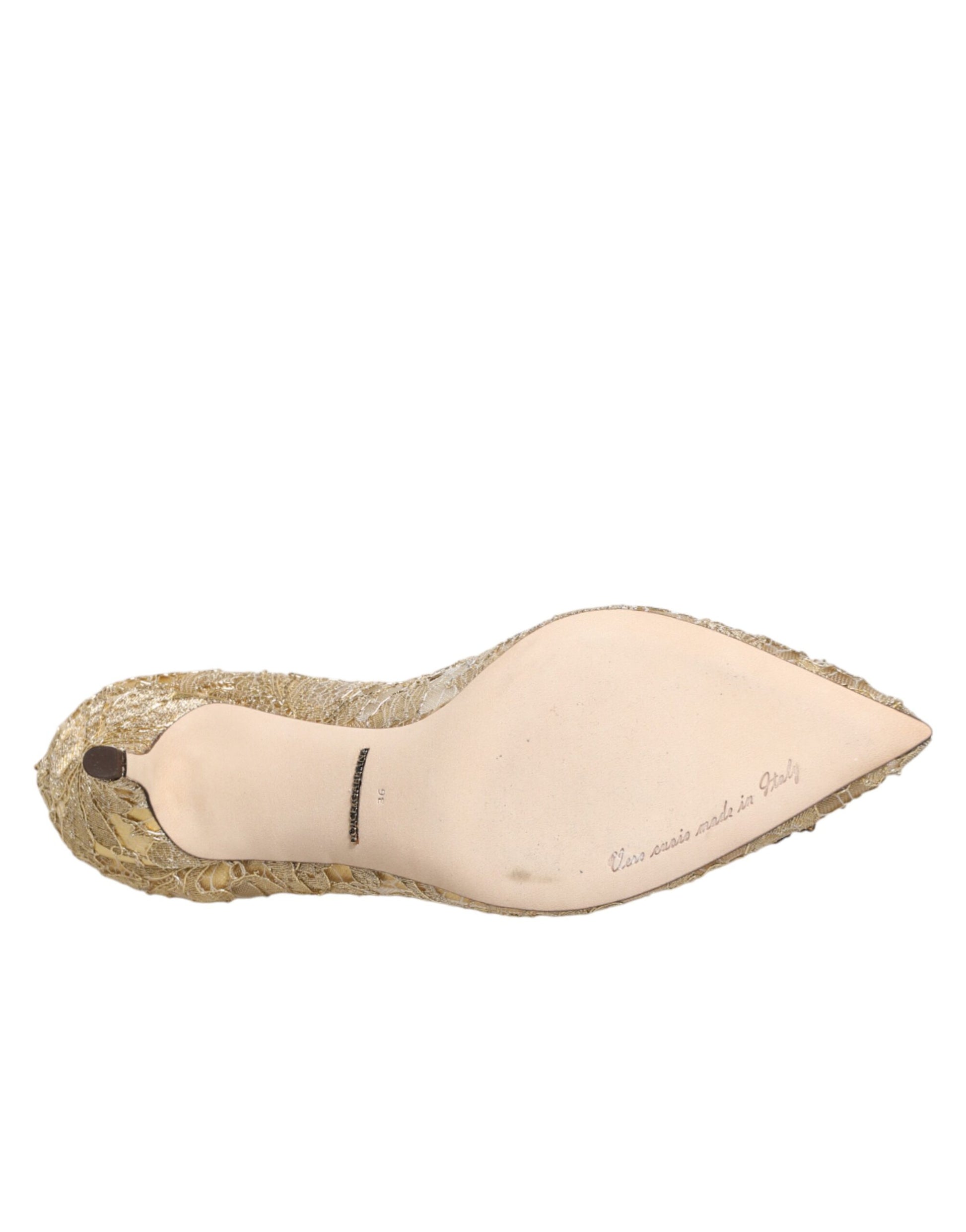 Dolce & Gabbana Gold Taormina Lace DEVOTION Pumps Shoes - ClickThatClicks 