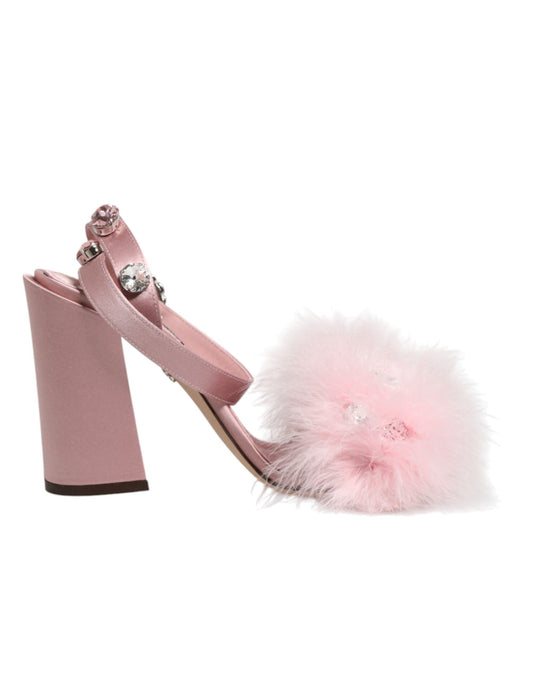 Dolce & Gabbana Pink Sequined Ankle Strap Sandals Shoes - ClickThatClicks 
