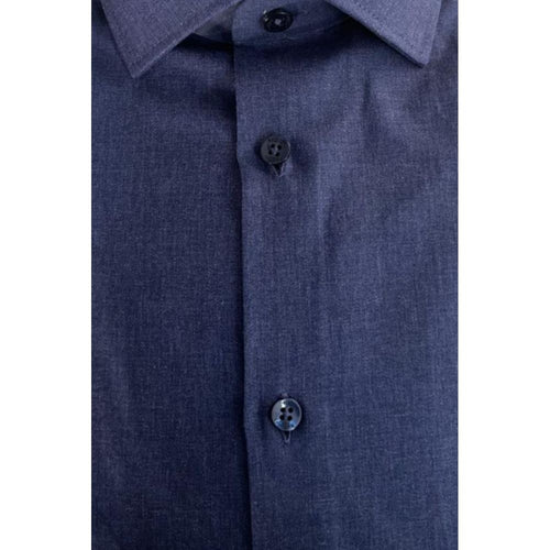 Baldinini Trend Blue Cotton Men Shirt - ClickThatClicks 