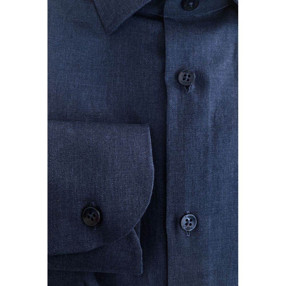 Baldinini Trend Blue Cotton Men Shirt - ClickThatClicks 