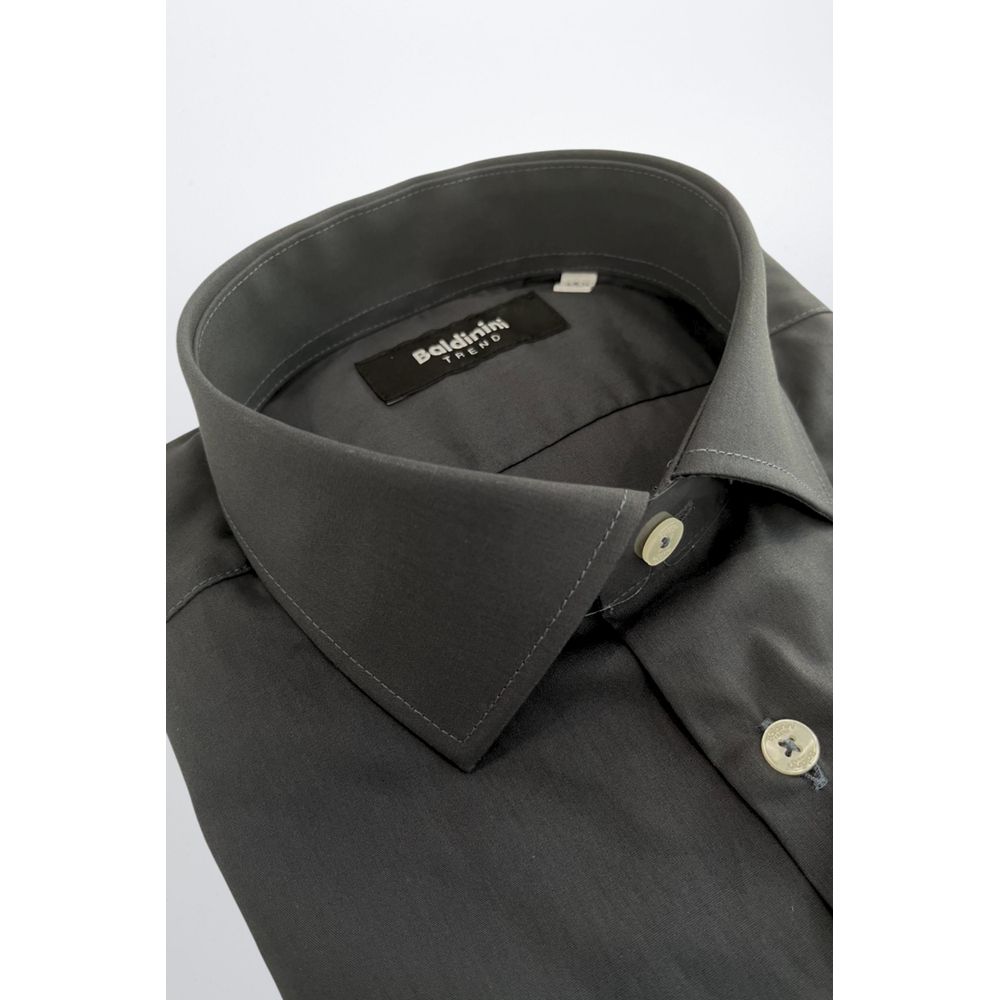 Baldinini Trend Gray Cotton Men Shirt - ClickThatClicks 